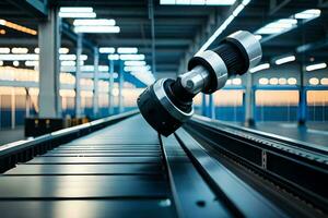a robot is working on a conveyor belt in a factory. AI-Generated photo