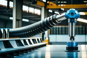 a robot is working on a machine in a factory. AI-Generated photo