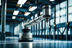 a robotic arm is sitting in a factory. AI-Generated photo