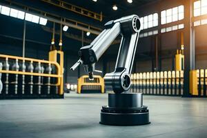a robotic arm in a factory setting. AI-Generated photo