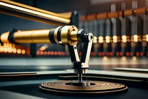 a close up of a machine that is holding a microphone. AI-Generated photo