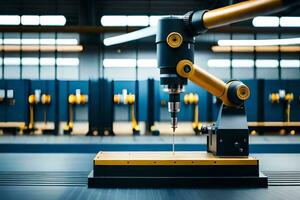 a robotic arm is working on a machine in a factory. AI-Generated photo