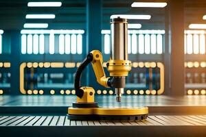 a robotic arm is sitting on a table in front of a machine. AI-Generated photo