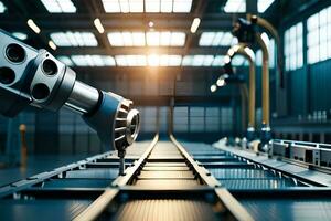 a robot is working on a machine in a factory. AI-Generated photo