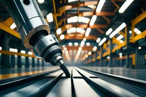a robot is working on a machine in a factory. AI-Generated photo