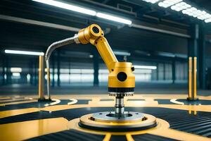 a robotic arm is on a machine in a factory. AI-Generated photo