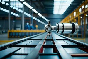 a robot is working on a conveyor belt in a factory. AI-Generated photo