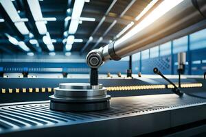 a robot is working on a machine in a factory. AI-Generated photo