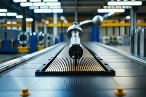 a robot is working on a conveyor belt in a factory. AI-Generated photo