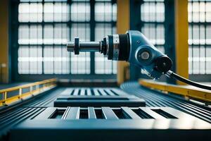 a machine is sitting on a conveyor belt. AI-Generated photo