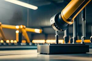 a robotic arm is working on a machine in a factory. AI-Generated photo