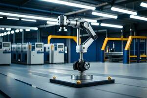 a robotic arm in a factory setting. AI-Generated photo