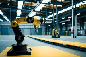 a robotic arm in a factory setting. AI-Generated photo