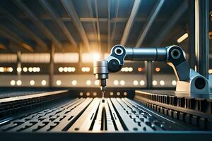 a robotic arm is working on a machine in a factory. AI-Generated photo