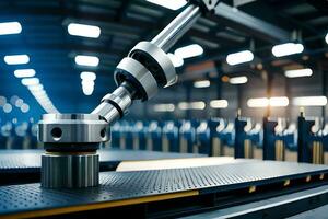 a robot is working on a machine in a factory. AI-Generated photo