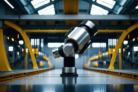 a robot is standing in front of a machine. AI-Generated photo