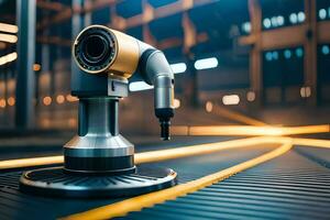 a robotic arm on a conveyor belt in an industrial setting. AI-Generated photo