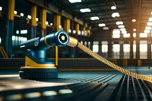 a robot is holding a hose in a factory. AI-Generated photo