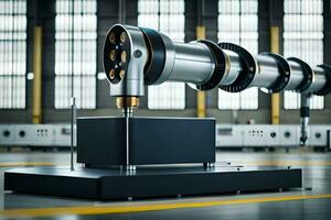 a large industrial machine is on display in a factory. AI-Generated photo