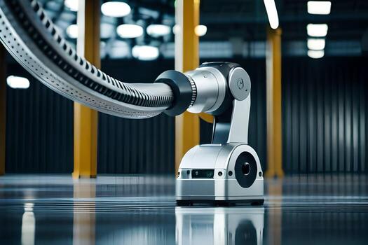 a robot is standing in front of a machine. AI-Generated photo