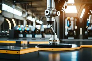 a robotic arm is working on a machine in a factory. AI-Generated photo