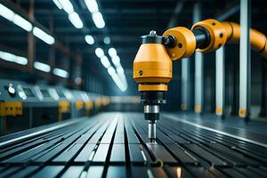 a robotic arm is working on a machine in a factory. AI-Generated photo