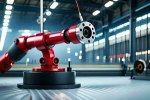 a robot is working on a machine in a factory. AI-Generated photo