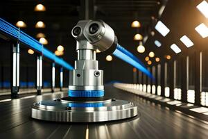 a robot is sitting on a conveyor belt. AI-Generated photo