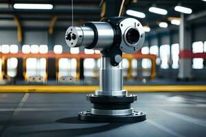 a machine is sitting on a table in a factory. AI-Generated photo