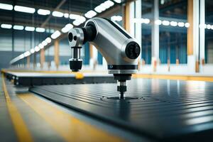 a robotic arm is working on a machine in a factory. AI-Generated photo