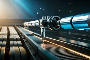 a machine is working on a conveyor belt. AI-Generated photo