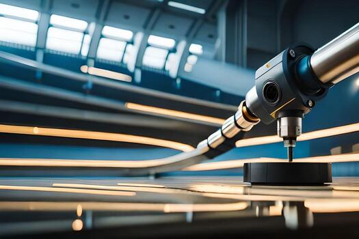 a machine is sitting on a table with a light shining on it. AI-Generated photo