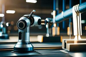 robot arm on a machine in a factory. AI-Generated photo