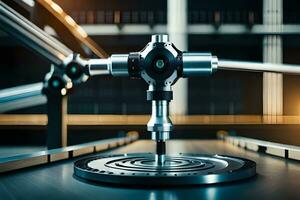 a machine is on a table with a metal object. AI-Generated photo