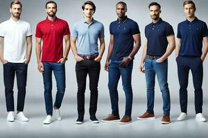 men's polo shirts in different colors. AI-Generated photo