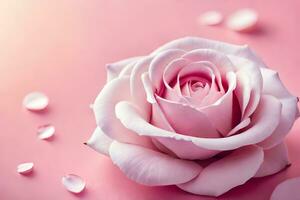 rose pink background with petals. AI-Generated photo