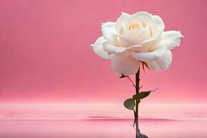 white rose on pink background. AI-Generated photo