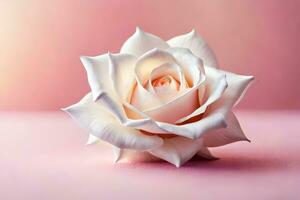 a white rose on a pink background. AI-Generated photo