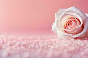 a single rose is on a pink background. AI-Generated photo