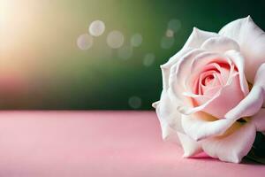 a single rose on a pink background. AI-Generated photo