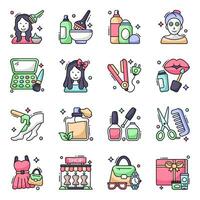 Pack of Cosmetic Accessories Flat Icons vector