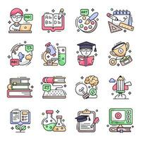 Pack of Education Flat Icons vector