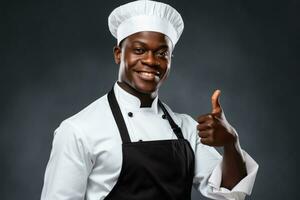 retrato de un cocinero trabajando en un profesional cocina. ai generativo foto