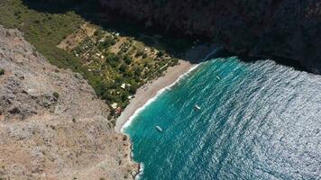 Butterfly Valley on Sunny Day. Aerial View. Turkish Riviera. Turkey. Orbiting video