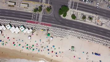 Rio de Janeiro City on Sunny Day. Copacabana Neighborhood. Aerial View. Brazil. Drone Flies Forward over the Buildings. High Angle Shot video