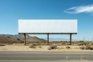 An empty billboard by the highway. Generated by artificial intelligence photo