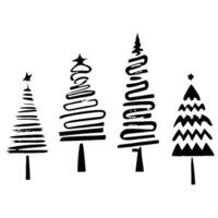 black and white h four Christmas trees on a white background photo