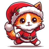 Beatutiful Cat Wearing Santa Hat - Ai Generative png