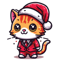 Beatutiful Cat Wearing Santa Hat - Ai Generative png