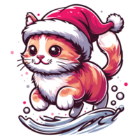 hermosa gato vistiendo Papa Noel sombrero - ai generativo png